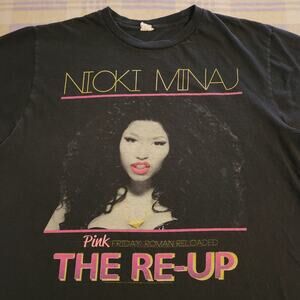 2012 Nicki Minaj T Shirt Womens Large The Re-up Pink Tour Anaconda Cover Vintage